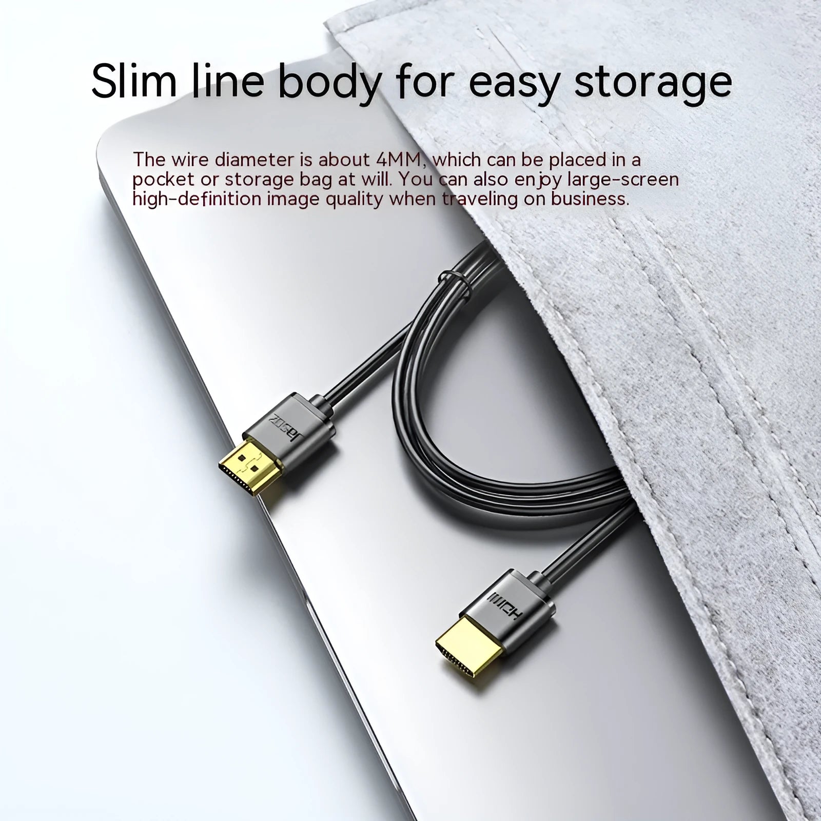 HDMI cable with gold-plated connectors available in multiple lengths for computer monitor connections