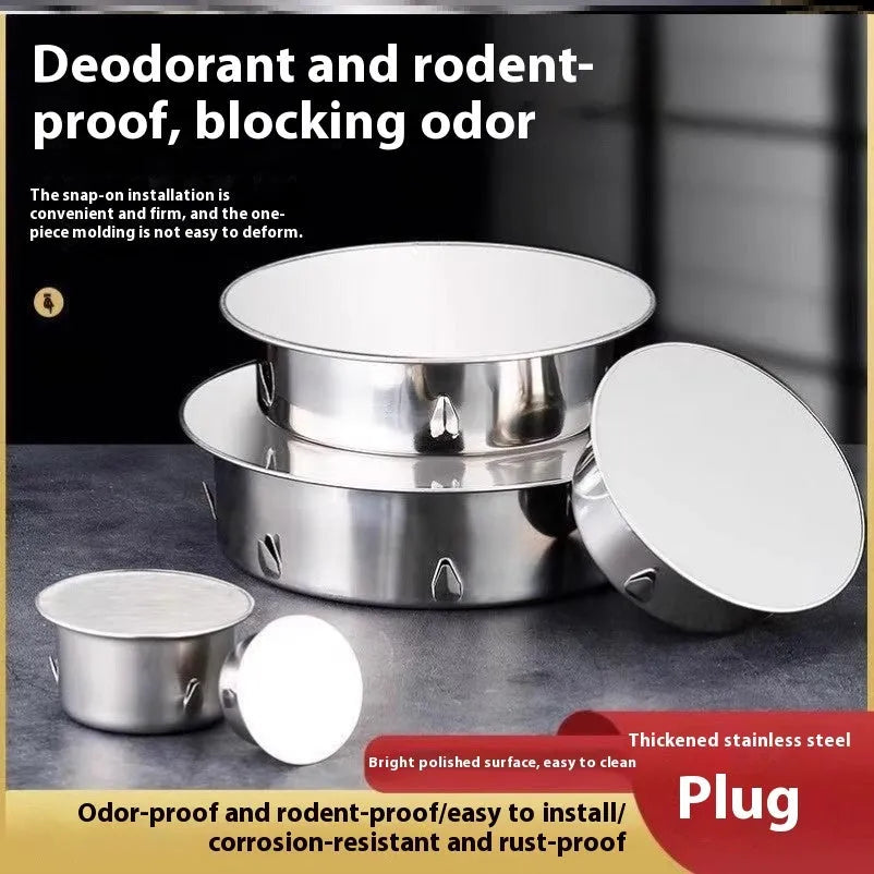 Stainless steel deodorant floor drain seal cover with modern design for odour control.