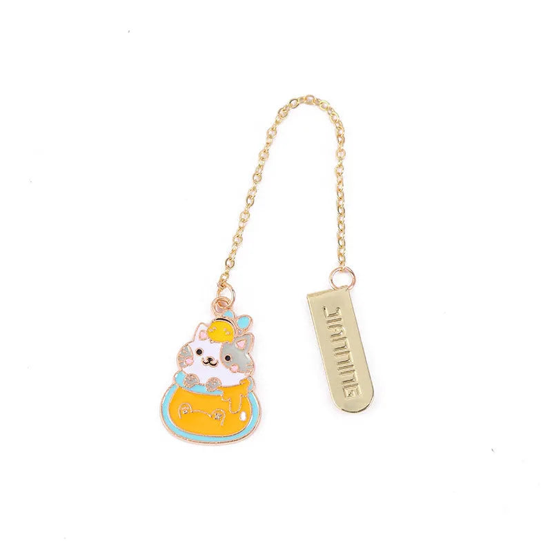 Jane Lime metal cat bookmark with PVC laminated card in four anime designs including Strawberry Cake Cat variation