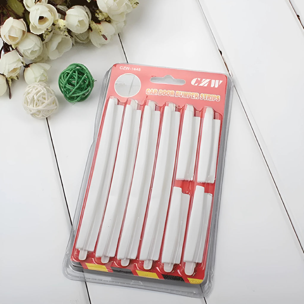 Solid white plastic car door edge anti-collision protection strip