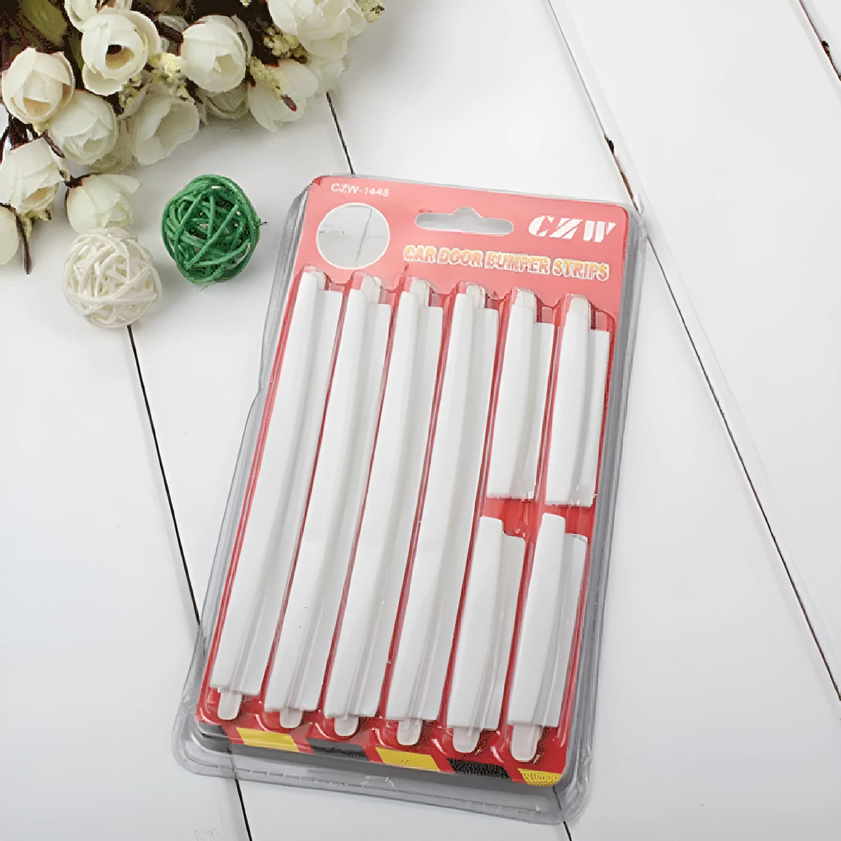 Solid white plastic car door edge anti-collision protection strip