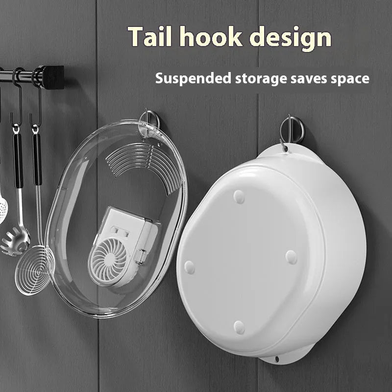 Modern aluminium quick defrosting plate for food with included USB cable on a kitchen counter