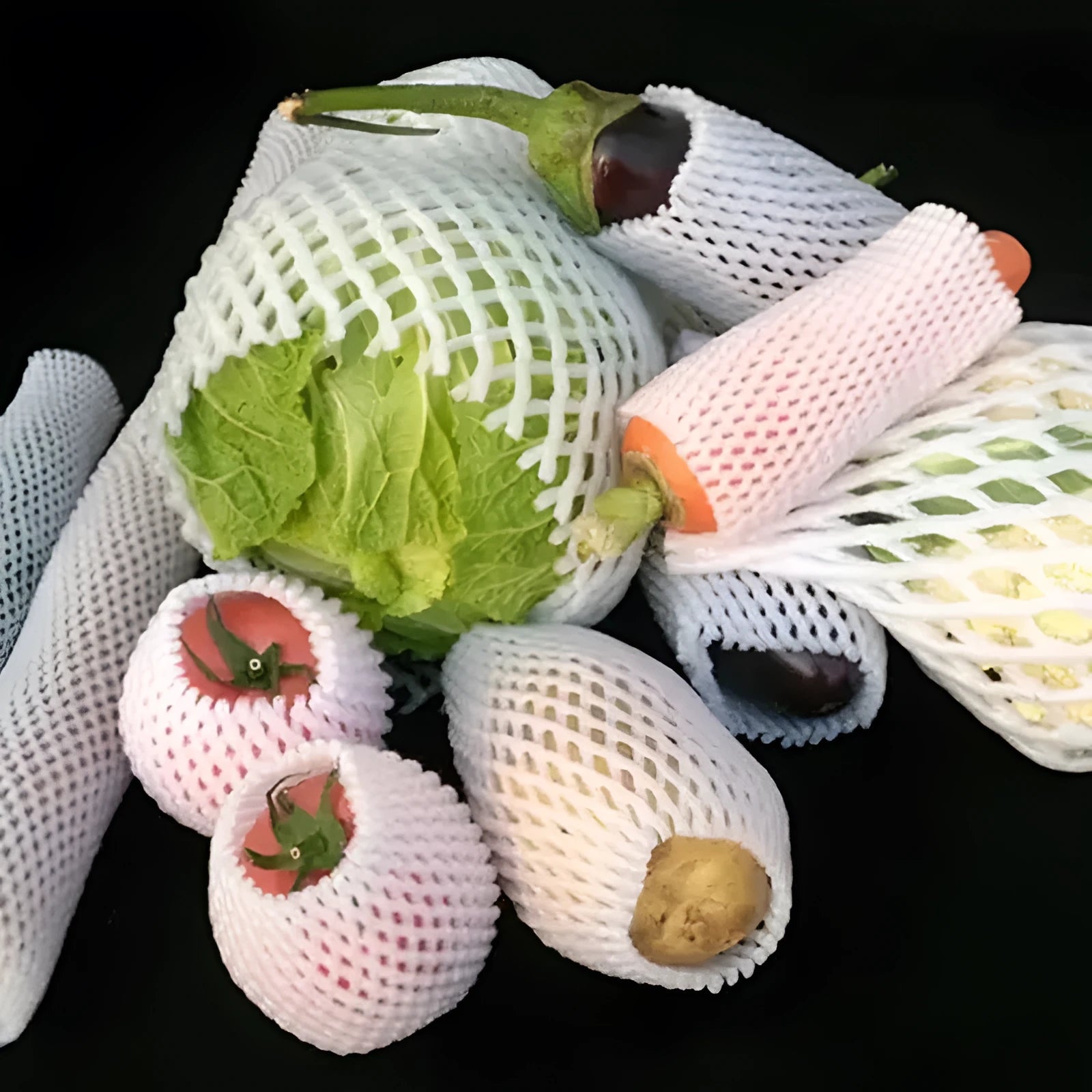 White foam mesh net cover for fruit protection and shockproof packaging