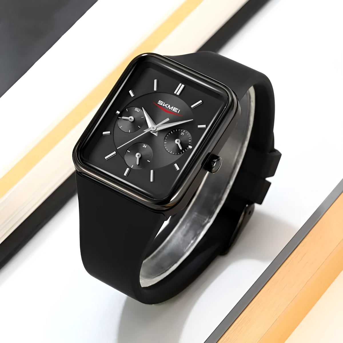 Square silicone waterproof digital watch for girls with 10.8mm thickness in multiple colour options