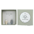 Plastic resin guardian angel ornament in modern simple cartoon style with gift box packaging