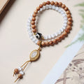 Women's bracelet with sandalwood double ring opal Tibetan beads in mixed materials