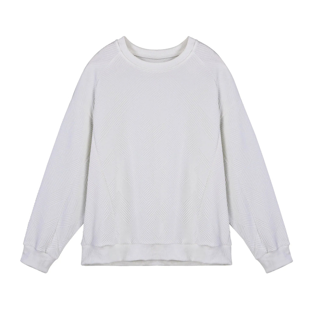 Men's twill jacquard long sleeve pullover sweater in loose fit with round neck