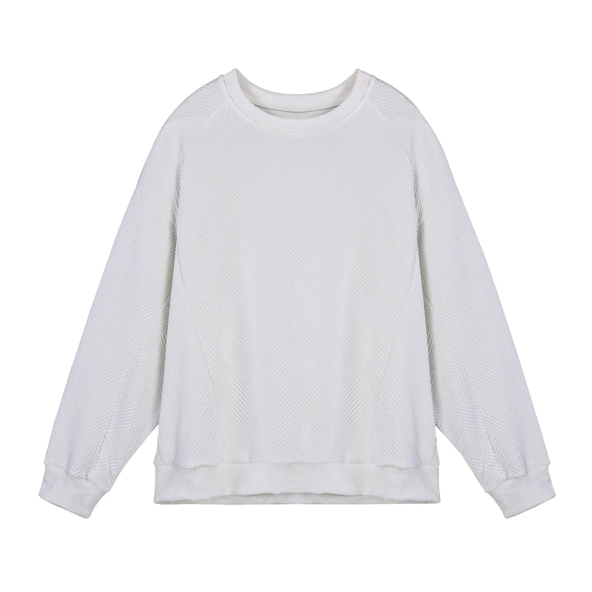 Men's twill jacquard long sleeve pullover sweater in loose fit with round neck