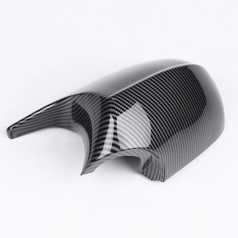 Pair of black ABS plastic rearview mirror housing shells for BMW 3 Series E90.