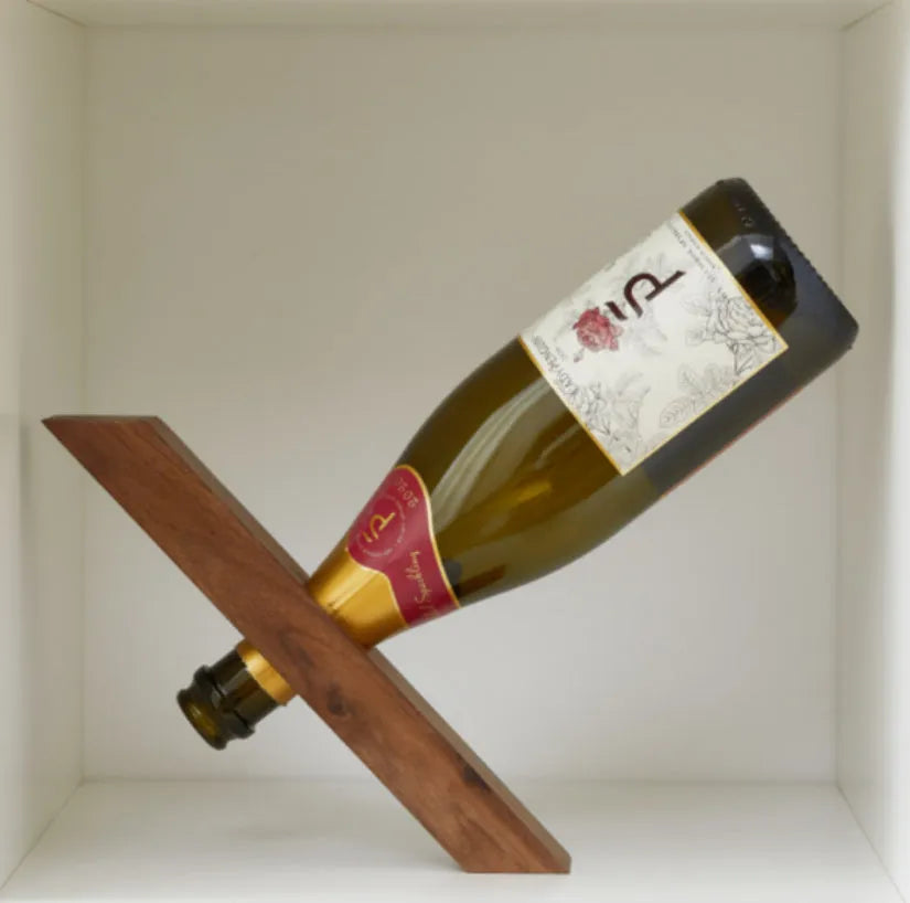 Bamboo wine bottle rack in straight or semicircle style with walnut wood option, simple modern bottle shelf