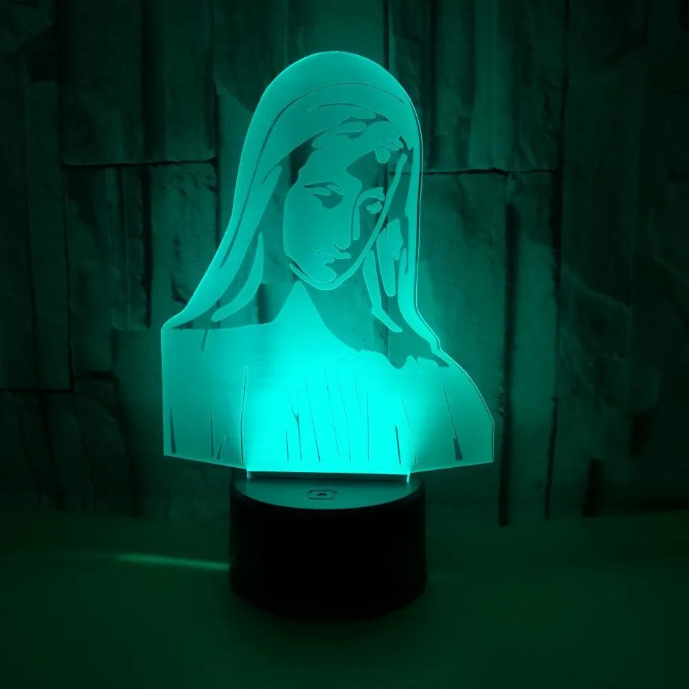 3D LED night light with laser-engraved acrylic plate showing dual ring pattern illumination
