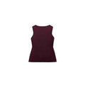 Women's dark red sleeveless sweater vest with gold buttons and slim fit design