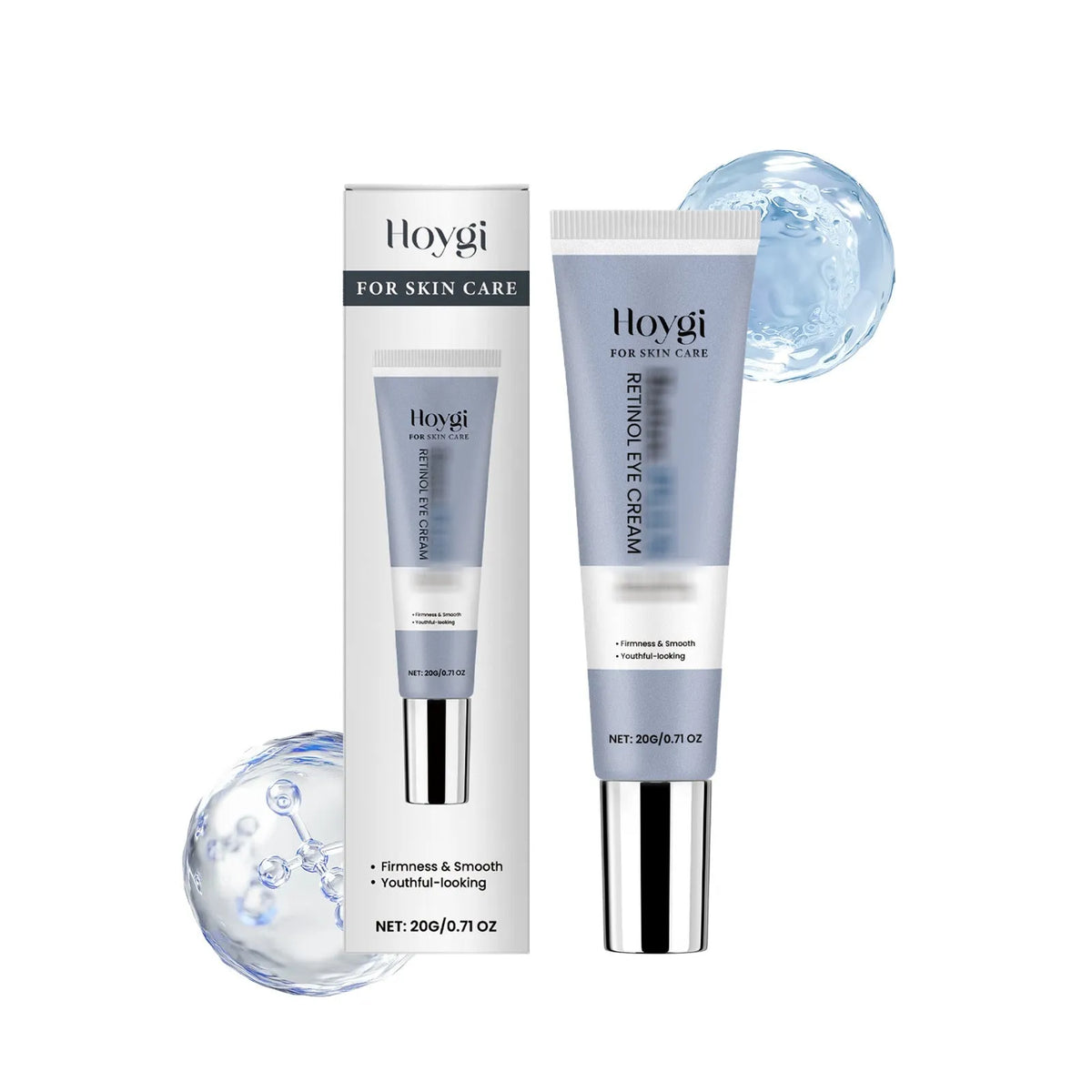 White and blue tube of Retinol Eye Cream Moisturising Soft, 20g, standing 12.1 cm tall.