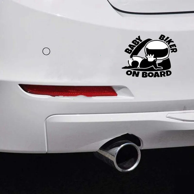 Reflective Baby On Board warning car sticker in black and white colour options.