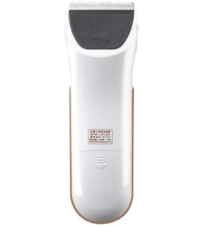 White pet hair clipper with ceramic blade for dogs and cats grooming