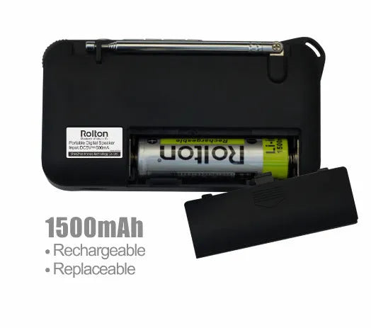 Rolton W405 portable FM radio speaker with MP3 player in compact design with LED screen