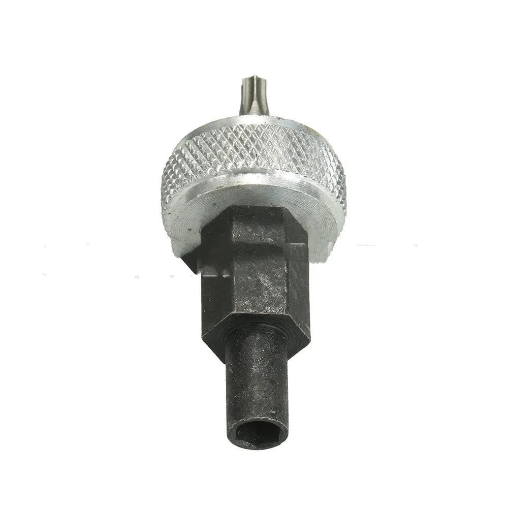 Ignition module clamping wrench tool made of carbon steel with knurled aluminium knobs on the handle.