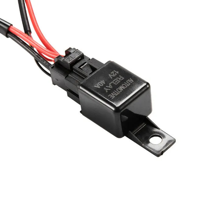 Black off road LED spotlight cable set with 2-metre wiring harness and integrated switch