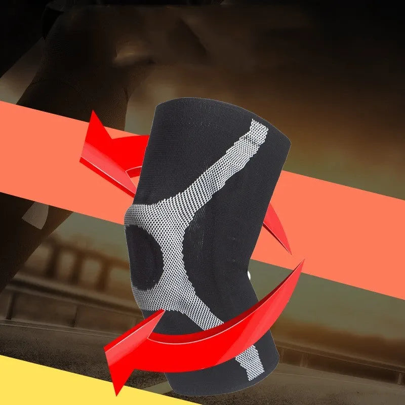 Silicone sports kneecap with knitted non-slip texture in red or grey for running and climbing protection