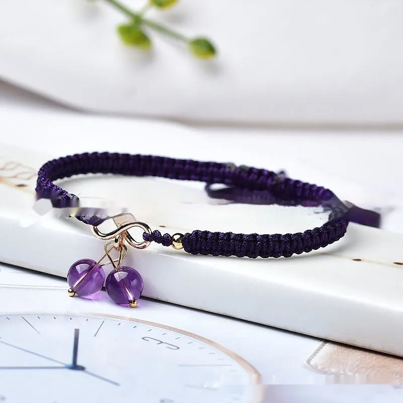 Natural strawberry quartz cherry bracelet for women with fruit-shaped crystal beads
