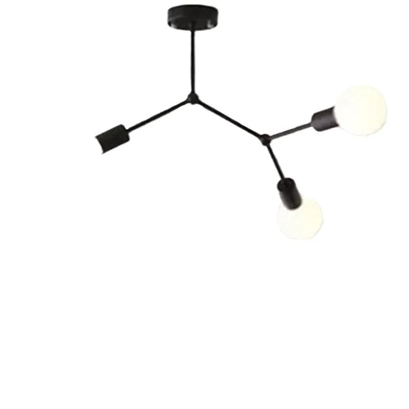Nordic style iron ceiling chandelier with multiple light heads in black or white finish
