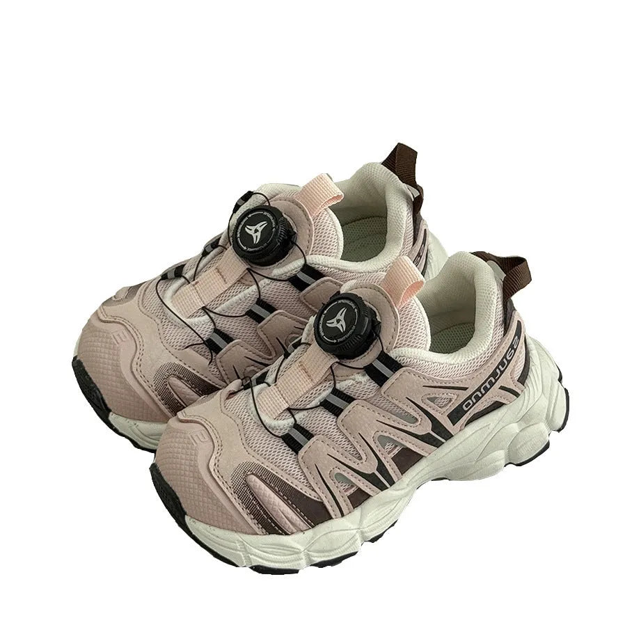 Breathable PU leather mesh casual shoes in black, beige and pink solid colours