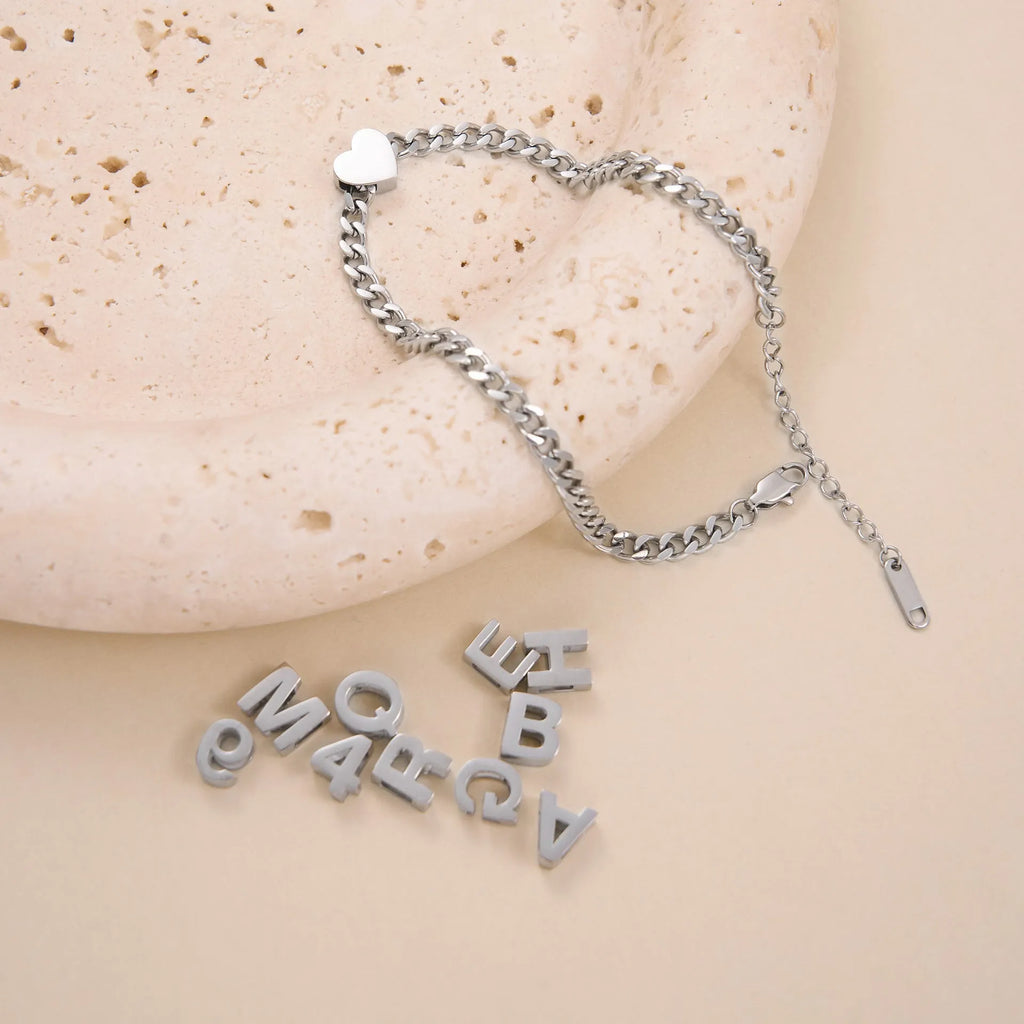 Gold and silver electroplated titanium steel letter and number necklace with 40.5cm chain and heart charm