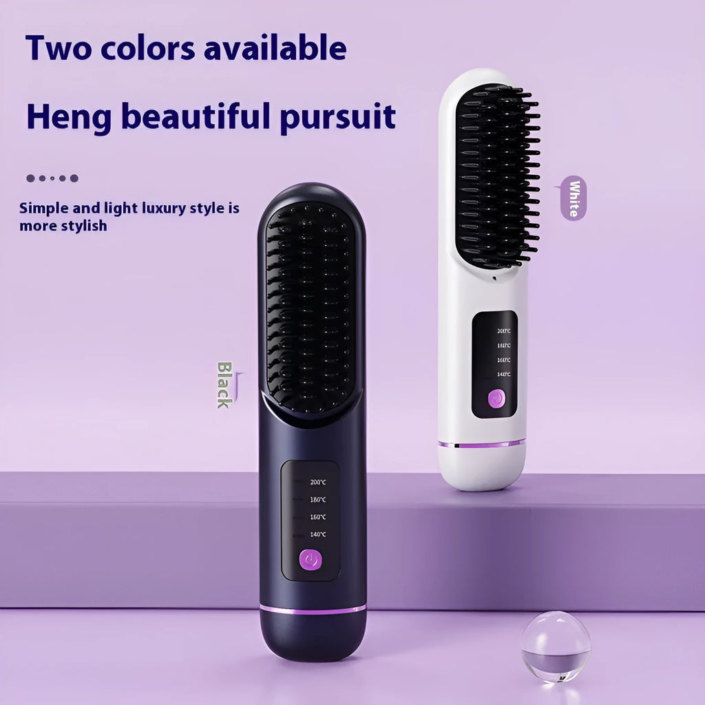 Negative ion straight hair comb in blue, grey, or white, made of ABS plastic.