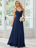 Sleeveless sling neckline banquet dress with long pleated A-line skirt in light green colour