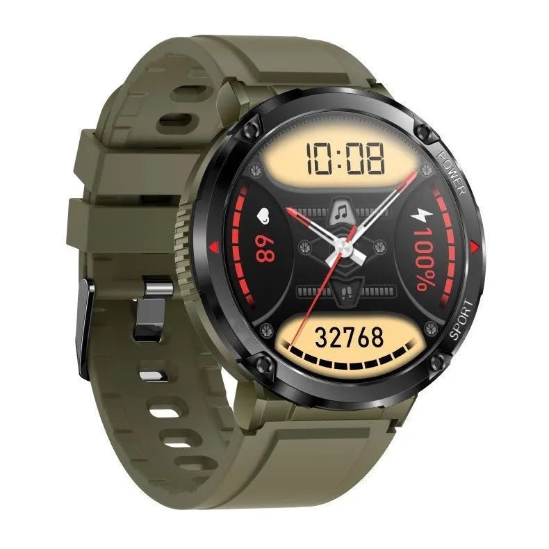 T30 Smart Watch with black silicone strap showing 52mm IPS screen displaying time and heart rate