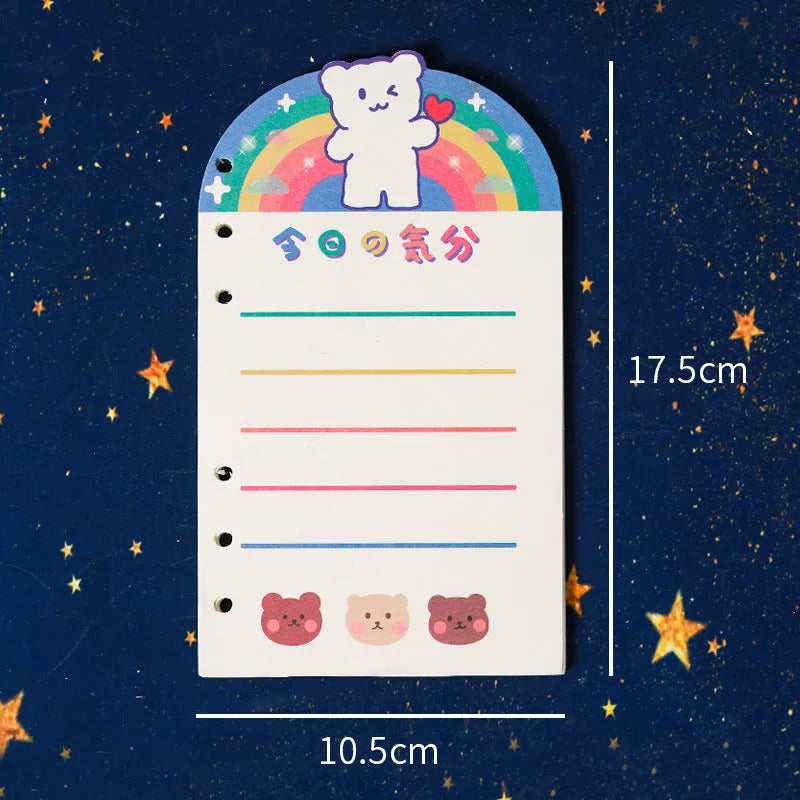 A6 loose-leaf notebook with 80 sheets and decorative bear pattern for student binders