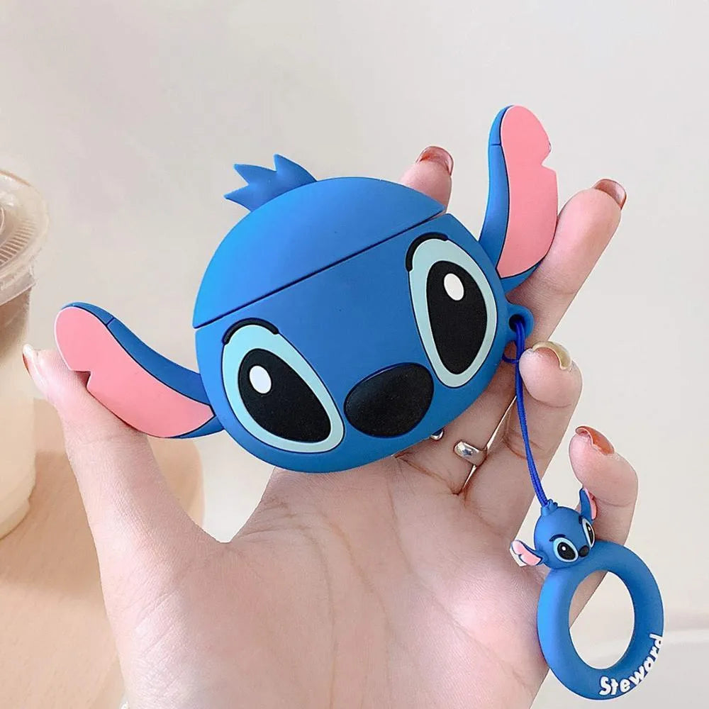 Silicone protective case for AirPods 2nd generation with flip design showing cartoon animal theme options