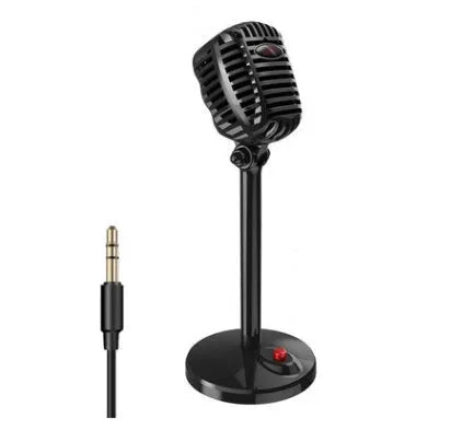 Black USB desktop microphone with adjustable neck on stand