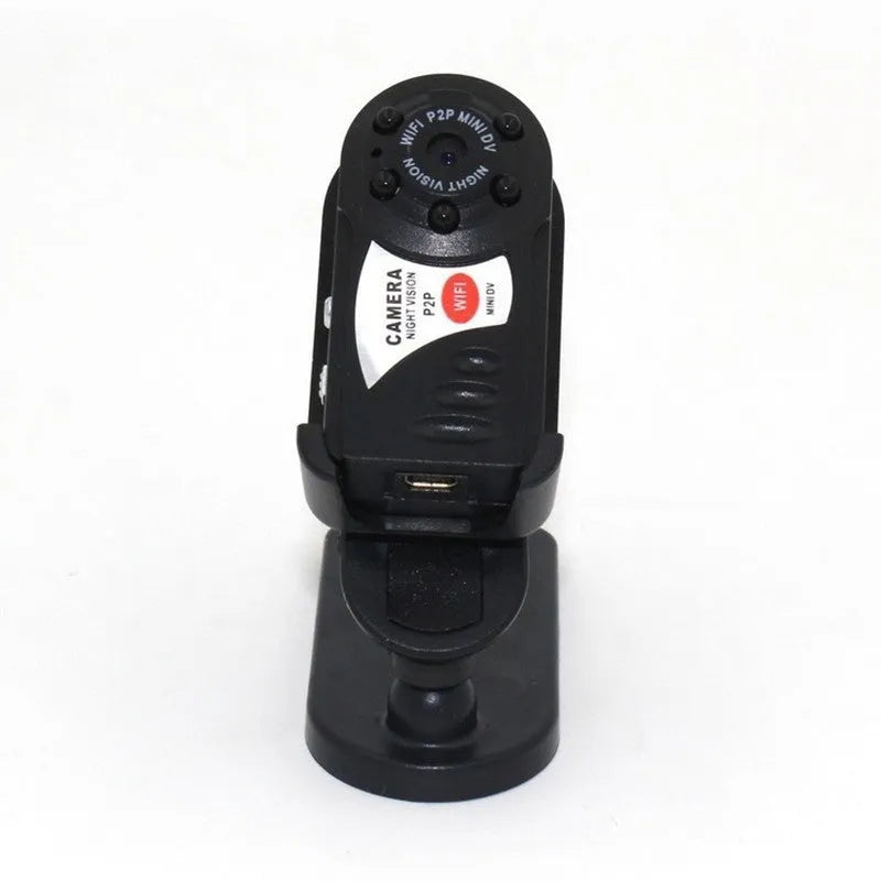 Black wireless WiFi network camera with LCD screen and optical zoom lens