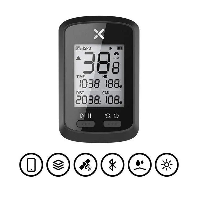 Black plastic waterproof bicycle stopwatch with digital display for sports timing