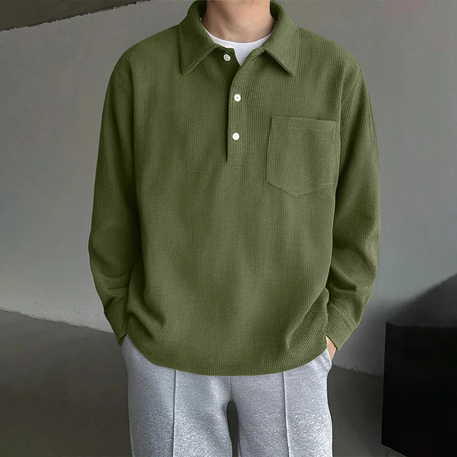 American retro casual bottoming shirt, loose pullover polyester top in black, green, or dark gray, sizes S to XXL