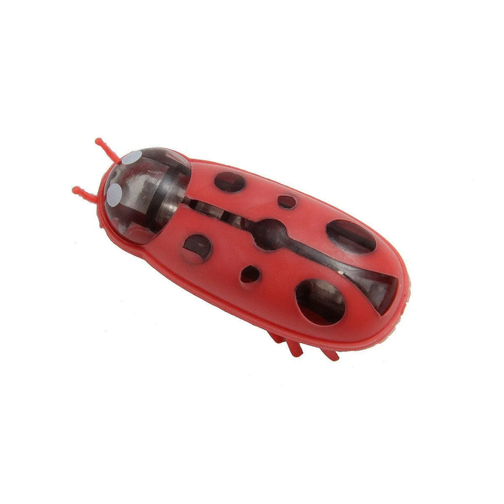 Electric toothbrush worm cat teaser toy with motorised jumping action in ladybug red/black colour pattern