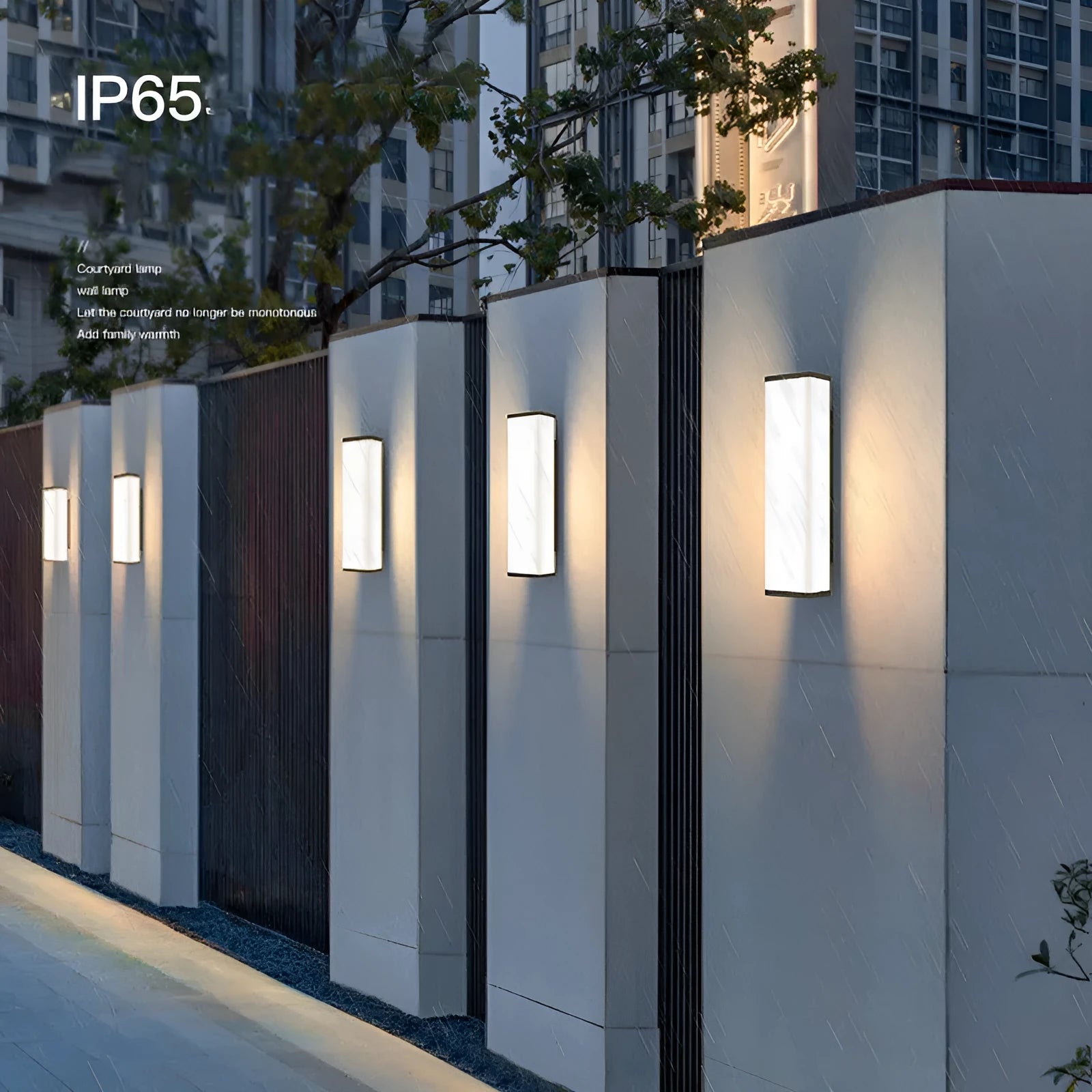 Outdoor waterproof wall light with long strip design, stainless steel and PC construction, 60cm height