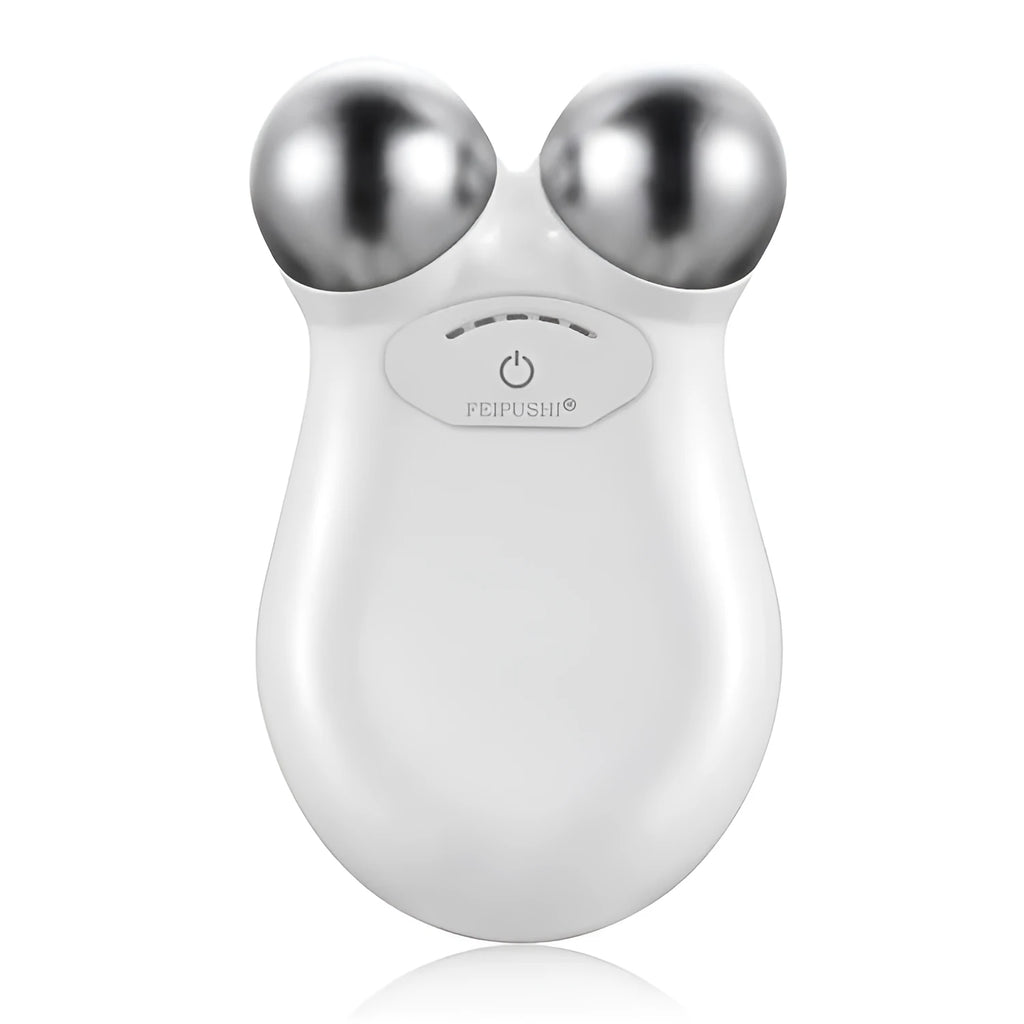 Pink and white micro current facial lifting device with compact design