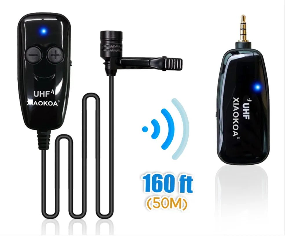 Black mobile phone lavalier microphone with 3.5mm plug and APS shielded cable