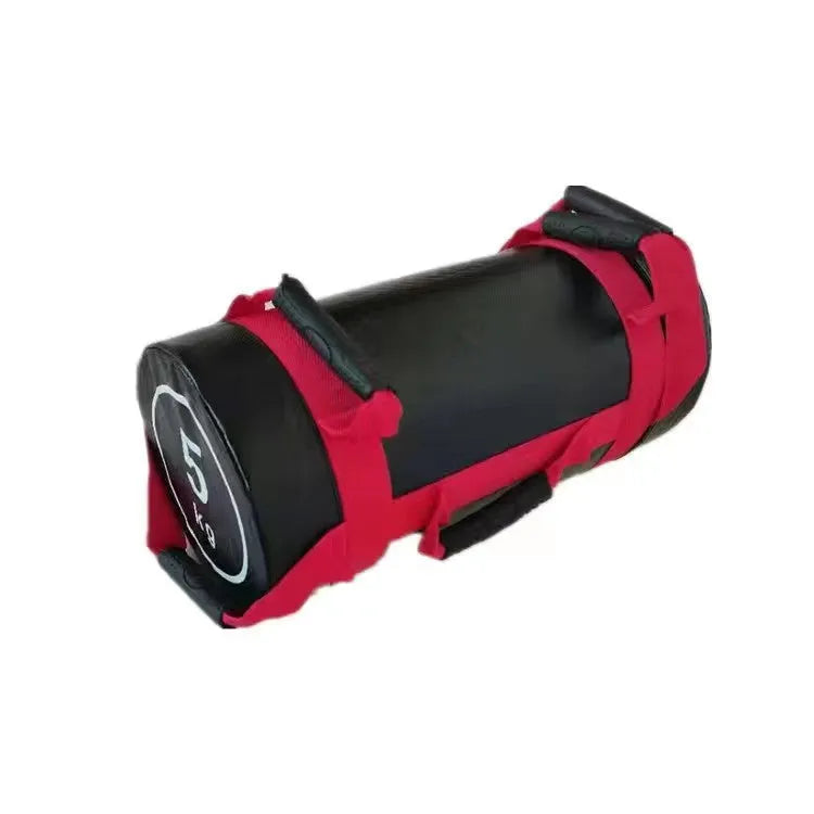 Flat white PVC fitness power training sandbag for gym weight lifting.