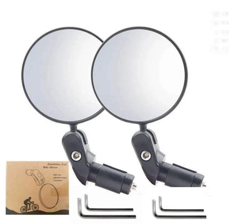 Black foldable convex rearview mirror for vehicles showing 7cm diameter and 14cm length
