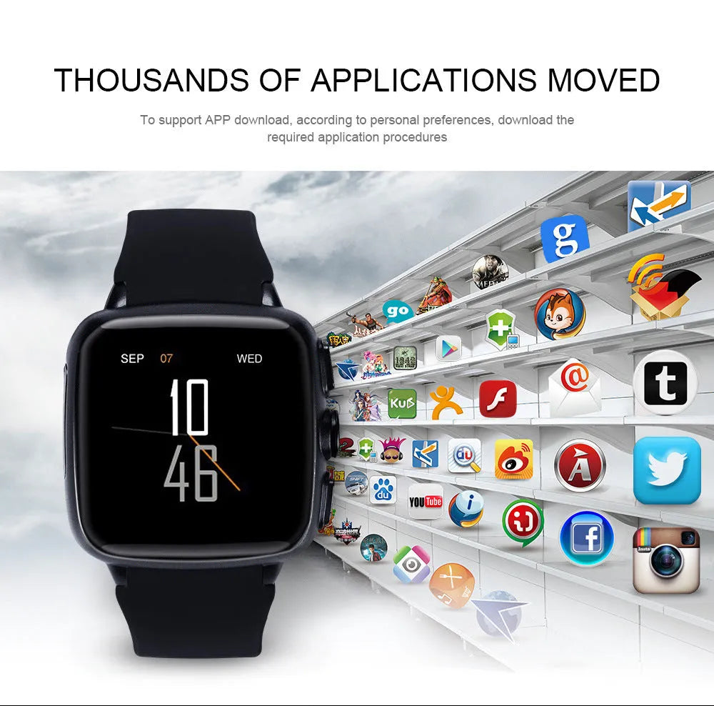 Z01smart watch with 1.54inch HD touchscreen display showing Android interface, available in black or white