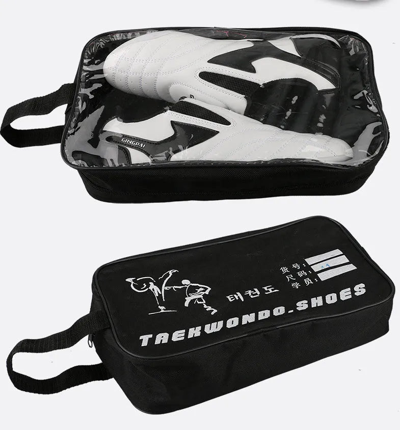 Black and white children's professional taekwondo martial arts shoes with soft sole