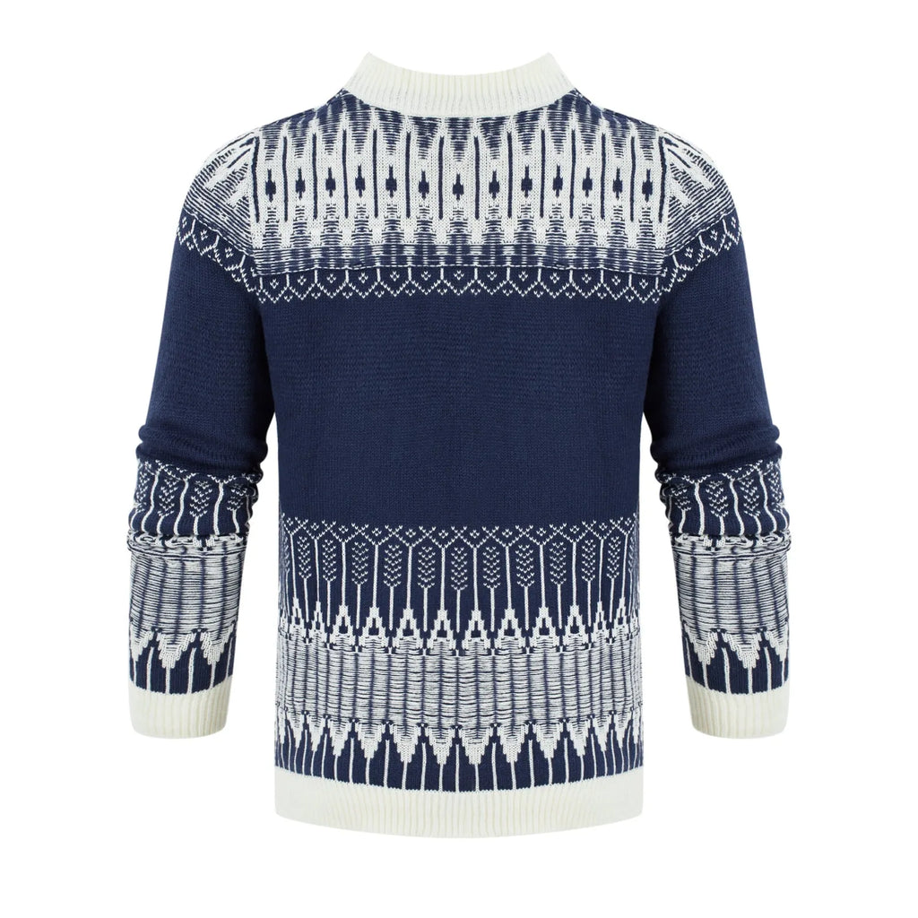 Men's knitted long-sleeve pullover sweater in one of five styles, sized S to 5XL.