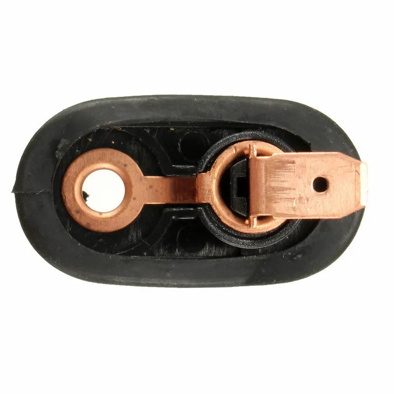 Black universal car interior door light switch with plastic housing and metal contacts