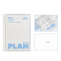 Clear A5 PVC spiral binder organiser for loose papers, shown in blue and white colour options.