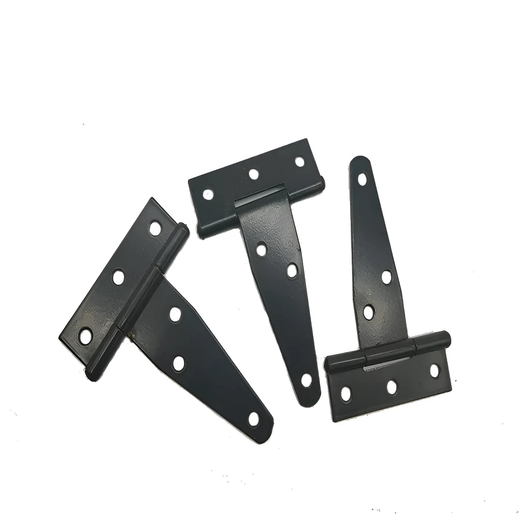Fixed T-shaped iron hinge for wooden doors with straight arm design