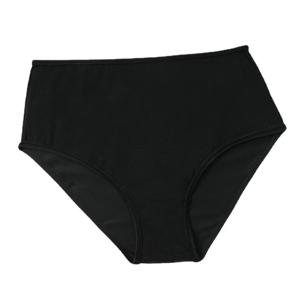 Black high-waist double-layer swimsuit briefs on a mannequin