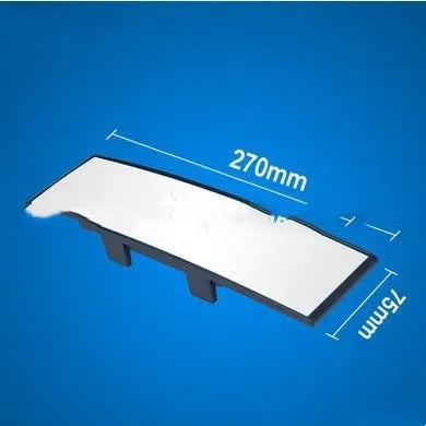 Curved blue anti-glare wide-angle car rearview mirror with snap-on fitting, shown from the front.